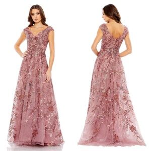 Mac Duggal Pink Floral Maxi Dress